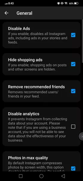 Disable ads, hide shopping ads aeroinsta