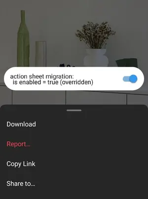 Change the layout of actions in photos enabled